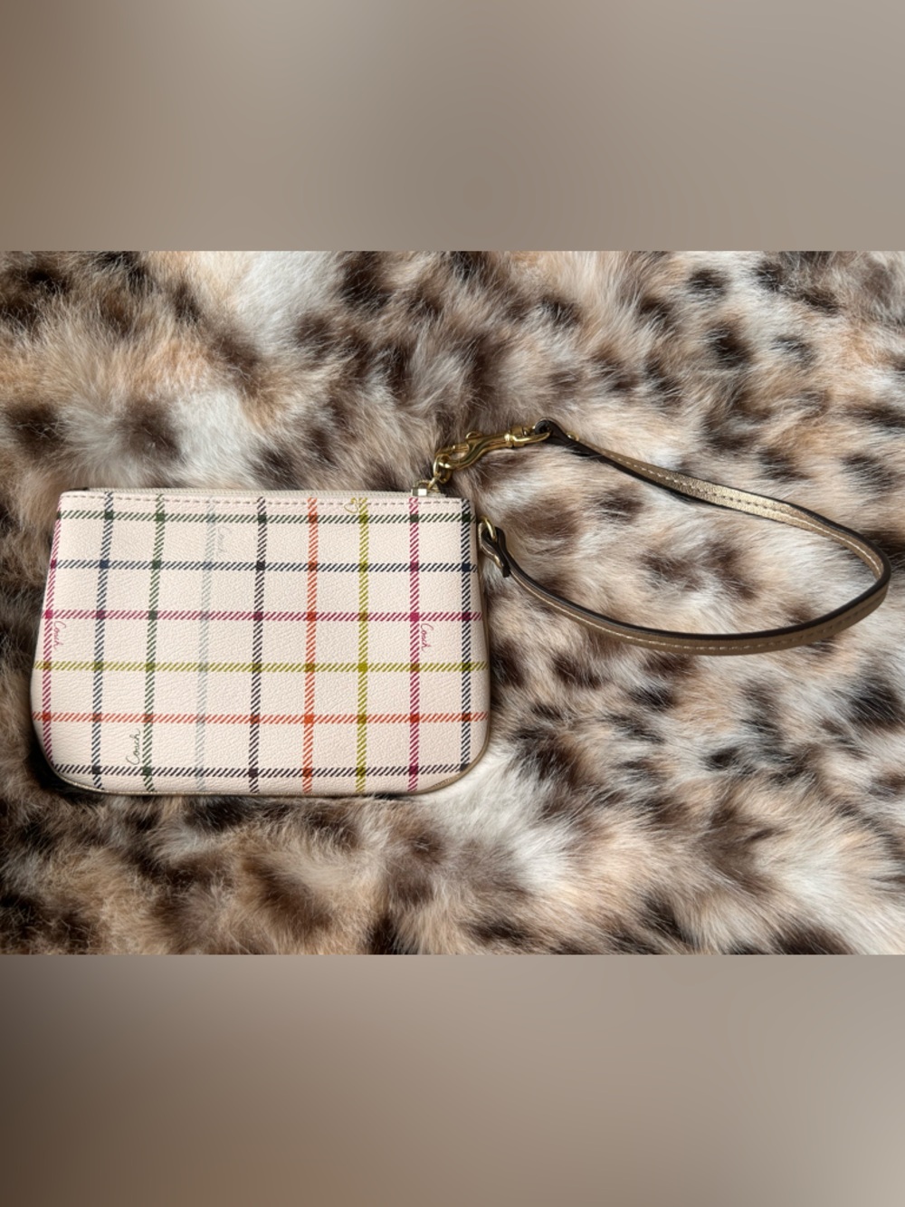COACH Peyton Tattersall Plaid Coated Canvas Wristlet -NWOT- - Picture 4 of 16